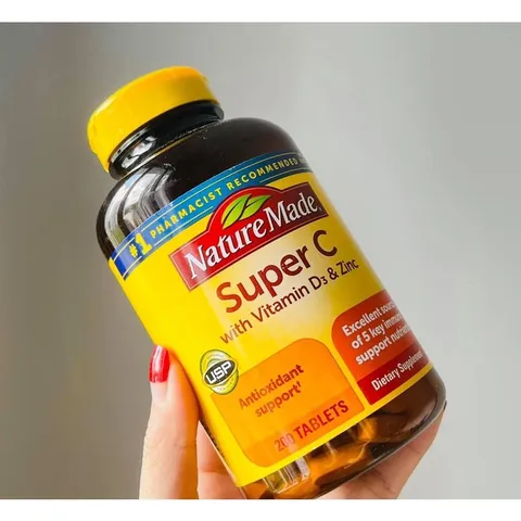 Viên uống Super C Nature Made với Vitamin D3 & Kẽm - Tăng cường miễn dịch, 200 viên, chất lượng cao từ Mỹ