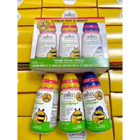 Siro ho ong tiêu đờm Zarbee's Cough Syrup + Mucus ngày và đêm 118ml của Mỹ 389273