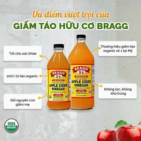Giấm táo hữu cơ Bragg 437ml / 946ml Raw Apple Cider Vinegar 389290