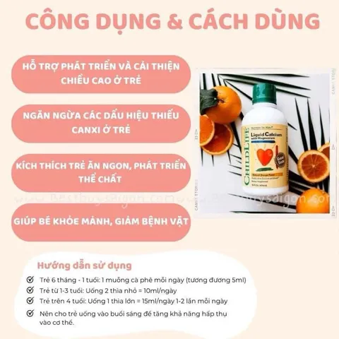 [Date 1/2025] Canxi hữu cơ d3 cho bé kèm kẽm CHILDLIFE Mỹ calcium 473ml 389294