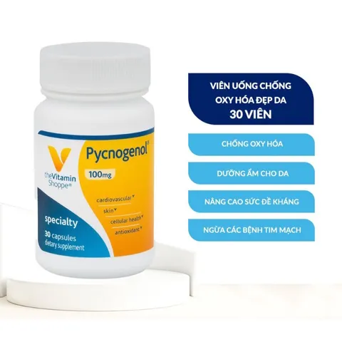 Viên uống chống oxy hóa đẹp da THE VITAMIN SHOPPE Pycnogenol 100 MG 30v 389295