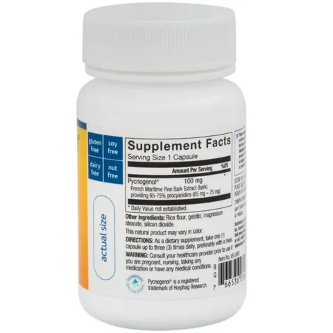 Viên uống chống oxy hóa đẹp da THE VITAMIN SHOPPE Pycnogenol 100 MG 30v 389295