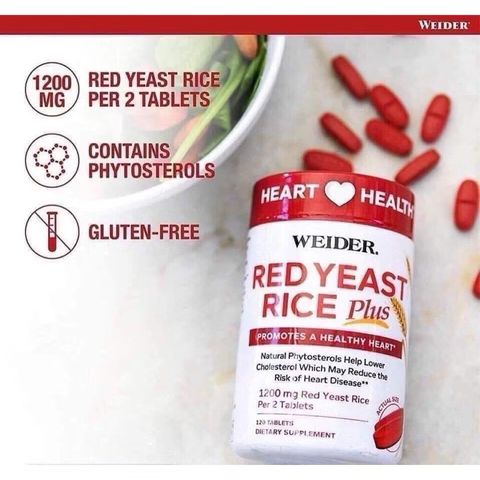 [Date 12/26] Viên uống giảm nguy cơ tim mạch Weider Red Yeast Rice Plus 1200 mg 240 viên của Mỹ 389325