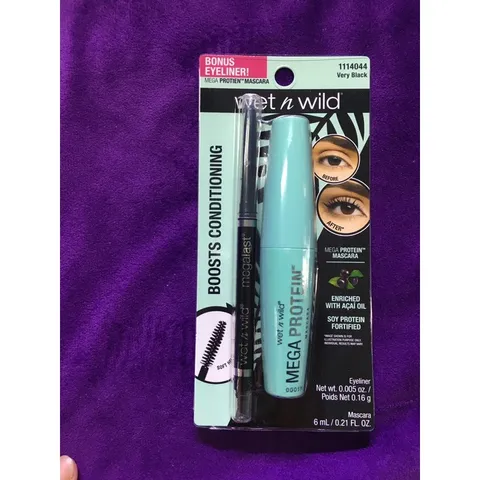 [Combo] Chuốt mi mascara và chì kẻ mí mắt eyeliner Wet n Wild Mega protein mascara 389335