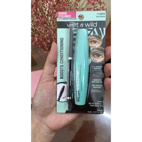 [Combo] Chuốt mi mascara và chì kẻ mí mắt eyeliner Wet n Wild Mega protein mascara 389335