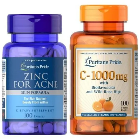 Combo Viên uống ngừa mụn, giảm mụn, làm mờ vết thâm zinc & vitamin C 389347