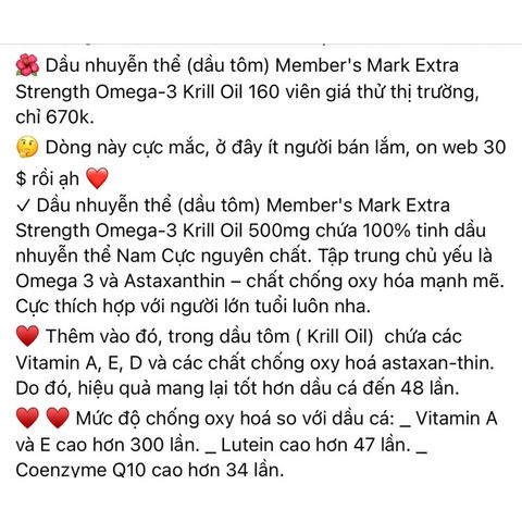Dầu nhuyễn thể Krill Oil 500mg 160 viên 389352