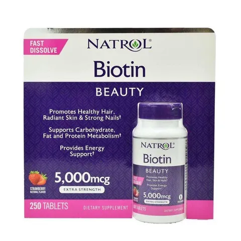 Viên ngậm hương dâu Natrol Biotin Beauty Extra 389361