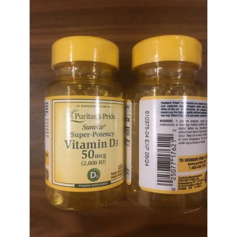 Viên uống bổ sung vitamin D3 25mg - 50mg 100v puritan's Pride 389395