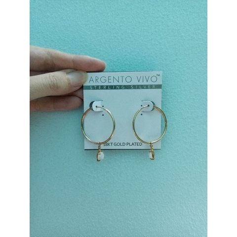 Bông / khuyên tai bạc mạ vàng 18k đính đá Argento Vivo 389401