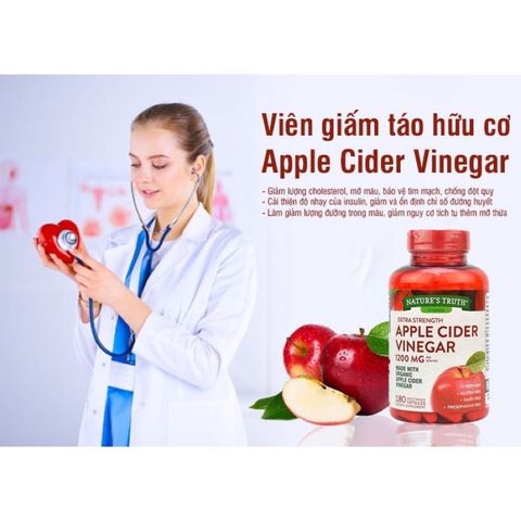 Viên giấm táo giảm cân, mỡ thừa Apple Cider Vinegar 1200mg 180 viên 389403