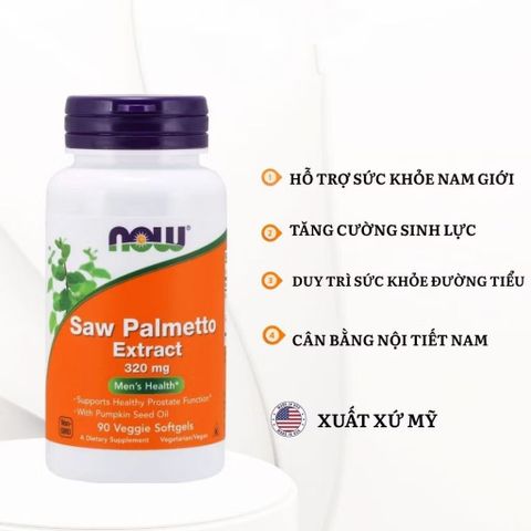 Viên uống Saw Palmetto Extract Now tăng sức khỏe tuyến tiền liệt đường tiết niệu, nội tiết, giảmrụng tóc - Bitho shop 389449
