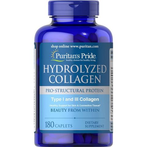 Viên Uống Collagen Thủy Phân Puritan's Pride 1000mg - 180 Viên Đẹp Da, Mờ Nám, Chống Lão Hóa, Tăng Cường Sức Khỏe Tóc, Móng