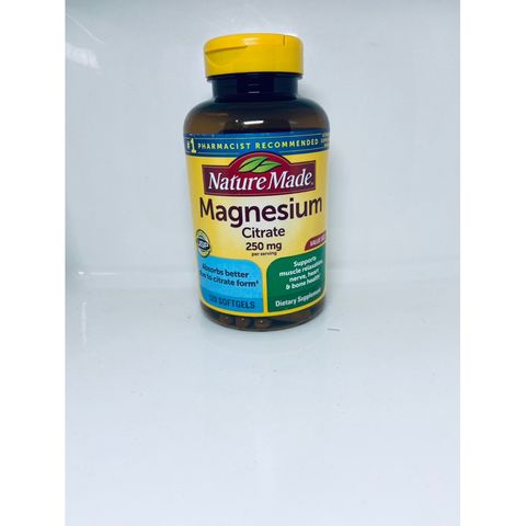 Viên uống bổ sung Magie Nature Made Magnesium Citrate 250mg 180 viên - Hỗ trợ sức khỏe xương và tâm trạng, giảm stress và lo âu