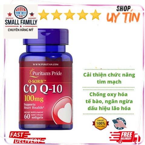 Viên Uống Hỗ Trợ Tim Mạch Puritan’s Pride CoQ10 100mg - Tăng Cường Tuần Hoàn Máu, Bảo Vệ Sức Khỏe Tim Mạch