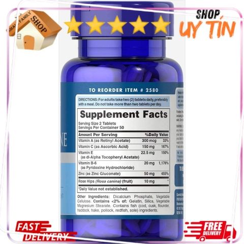 Viên Uống Bổ Sung Kẽm Giảm Mụn Zinc For Acne Puritan's Pride 100v - Hỗ Trợ Làm Đẹp Da và Cải Thiện Tình Trạng Mụn