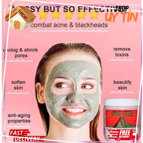 Mặt Nạ Đất Sét Núi Lửa Aztec Secret & Dấm Táo Bragg - Giúp Giảm Mụn, Làm Sạch Da, Dưỡng Trắng Tươi Sáng - Sản Phẩm Chăm Sóc Da Tự Nhiên