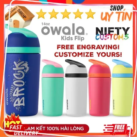 [Hàng Mỹ] Bình nước cách nhiệt bật nắp cho trẻ em Owala kids 414ml - Small Family