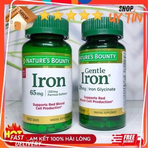 [Date 03/27] Viên uống Sắt Iron 28mg - 65mg Nature's Bounty - Small Family