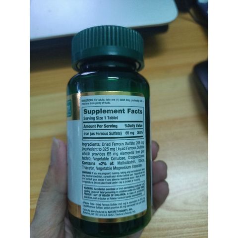 [Date 03/27] Viên uống Sắt Iron 28mg - 65mg Nature's Bounty - Small Family