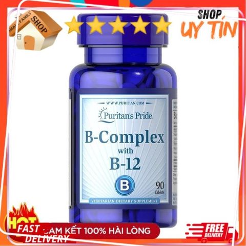 Viên Uống bổ máu, tăng cường sức khoẻ B-Complex with B-12 Puritan Pride (90v) - Small Family