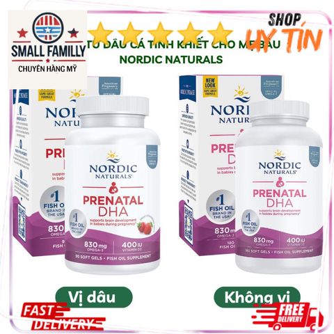 DHA cho bà bầu Nordic Prenatal - Tăng cường trí não trẻ sơ sinh, cải thiện thị lực, hỗ trợ sức khỏe mẹ bầu vị dâu SmallFamily 60 viên