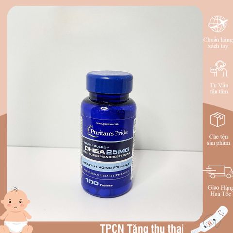 D H E A Puritans 25mg - Hỗ Trợ Nâng Cao Chất Lượng Trứng và Tăng Cường Khả Năng Thụ Thai Cho Nữ, 100 Viên Mỹ