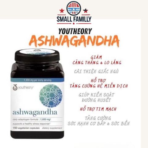 Viên uống nhân sâm Ấn Độ Ashwagandha giảm căng thẳng,  stress