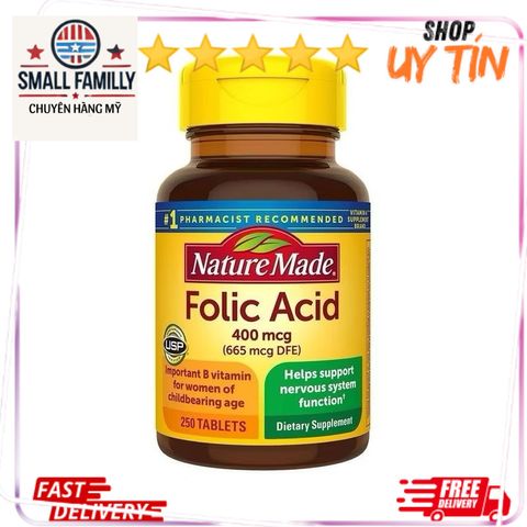 Viên uống Bổ máu Folic Acid 400mcg (665mcg DFE) SmallFamily - Hỗ trợ sức khỏe bà bầu và ngừa dị tật thai nhi