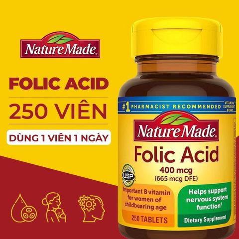 Viên uống Bổ máu Folic Acid 400mcg (665mcg DFE) SmallFamily - Hỗ trợ sức khỏe bà bầu và ngừa dị tật thai nhi