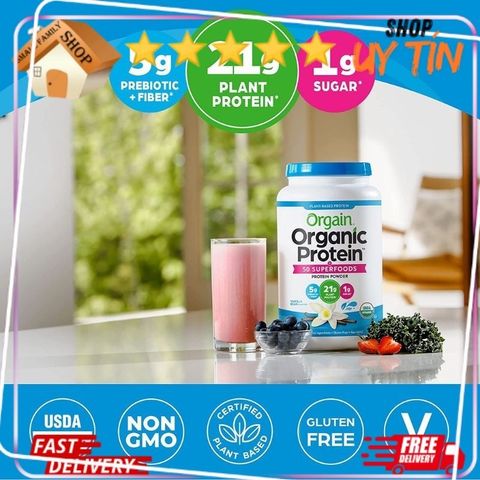 Bột đạm thực vật hữu cơ Orgain Organic Protein 1,22kg - Small Family