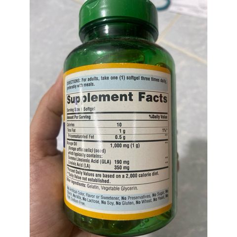 Viên uống dầu hoa lưu ly Borage Oil 1000mg - Giảm mụn nội tiết, cân bằng hormone, hỗ trợ sức khỏe da - 100 viên SmallFamily