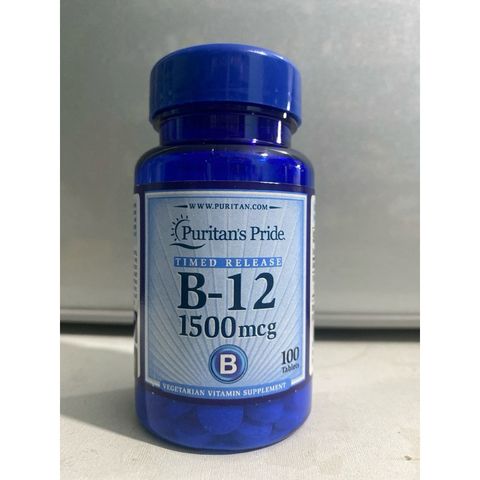 Viên uống Vitamin B12 Puritan's Pride 1500mcg - Bổ máu, tăng cường trí não, sức khỏe tim mạch và miễn dịch, 100 viên