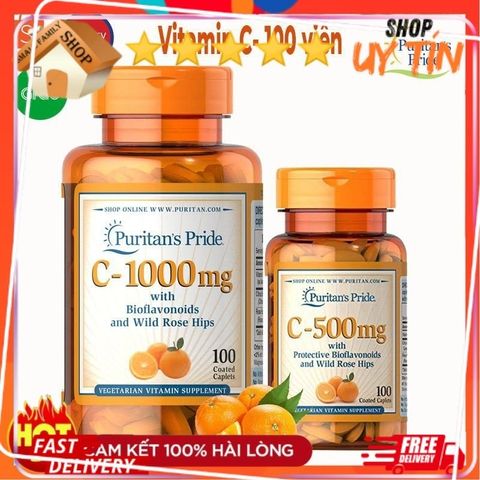 Viên uống bổ sung Vitamin C 1000mg Puritan's Pride - Hỗ trợ sức khỏe, làm đẹp da và nâng cao miễn dịch từ Mỹ