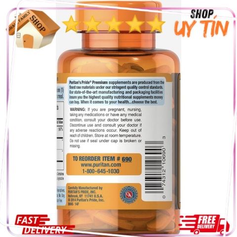 Viên uống bổ sung Vitamin C 1000mg Puritan's Pride - Hỗ trợ sức khỏe, làm đẹp da và nâng cao miễn dịch từ Mỹ