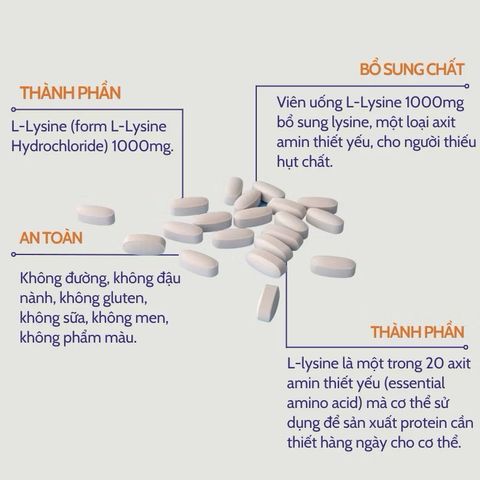 Viên uống L-Lysine 1000mg - Tăng sinh collagen, hỗ trợ ngừa mụn nội tiết, cải thiện làn da khỏe mạnh - SmallFamily