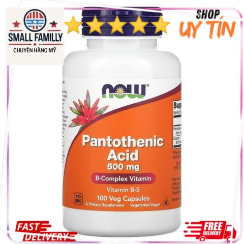Viên Uống Bổ Sung Vitamin B5 Now Pantothenic Acid 500g - Hỗ Trợ Tâm Trạng, Trí Nhớ, Giấc Ngủ Tốt Hơn