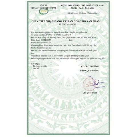 Viên Uống Bổ Sung Vitamin B5 Now Pantothenic Acid 500g - Hỗ Trợ Tâm Trạng, Trí Nhớ, Giấc Ngủ Tốt Hơn