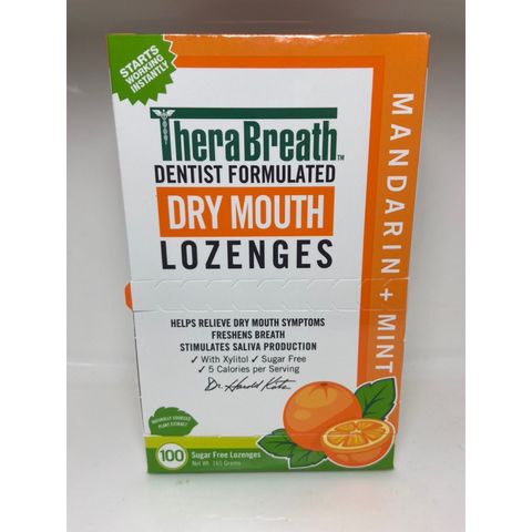 Viên Ngậm Giảm Khô Miệng & Hôi Miệng TheraBreath - Hỗ Trợ Sức Khoẻ Răng Miệng, Bạc Hà Tự Nhiên, 3mg Kẽm