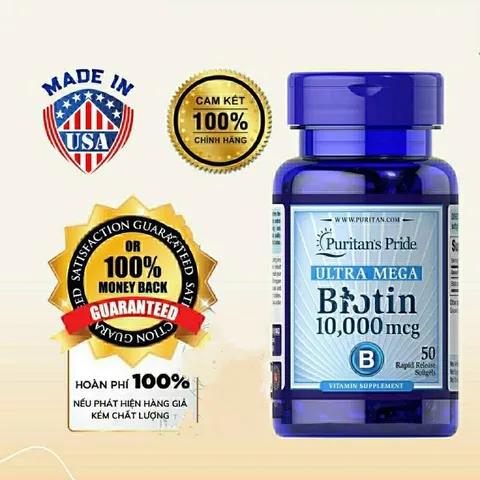 Viên uống Biotin Puritan's Pride 10000 mcg - Giảm rụng tóc, kích mọc tóc nhanh và đẹp, chăm sóc tóc khỏe mạnh
