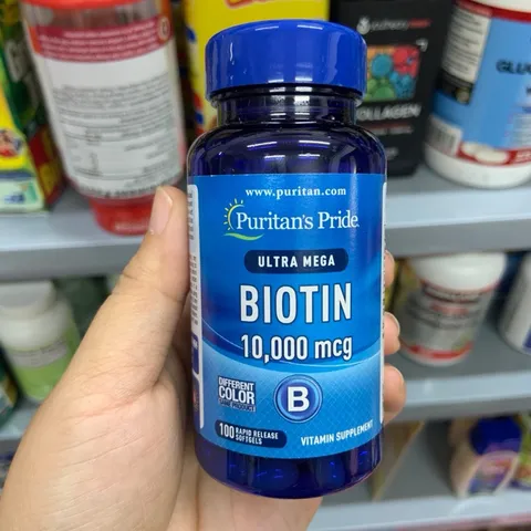 Viên uống Biotin Puritan's Pride 10000 mcg - Giảm rụng tóc, kích mọc tóc nhanh và đẹp, chăm sóc tóc khỏe mạnh