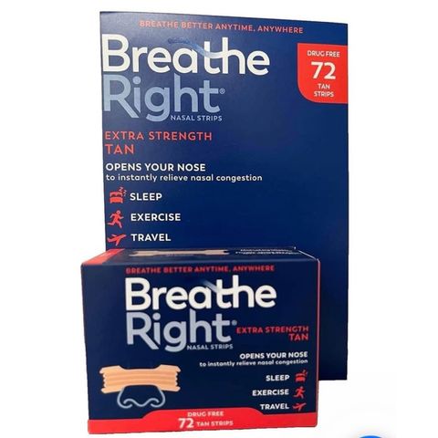 Miếng Dán Chống Ngáy Breathe Right 72 Miếng - Giúp Ngủ Ngon Hơn, Giảm Nghẹt Mũi, Dành Cho Da Nhạy Cảm và Thường
