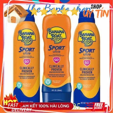 Bình Xịt Kem Chống Nắng Thể Thao Chống Nước Banana Boat Sport Ultra SPF 50+ - An Toàn Cho Gia Đình Khi Tập Luyện Ngoài Trời
