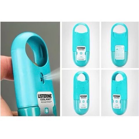 Xịt thơm miệng Listerine Pocket Mist - Bạc Hà & Trà Xanh - Gói 2 x 7.7ml - Diệt Vi Khuẩn, Hơi Thở Thơm Mát Tức Thì, Nhỏ Gọn, Tiện Dụng