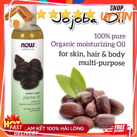 Dầu Jojoba Hữu Cơ Now Foods 15ml - Dưỡng Ẩm, Chống Lão Hóa Da, Phục Hồi Tóc Khô và Xơ, An Toàn Cho Da, Organic USDA