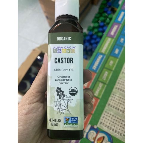 Dầu Thầu Dầu Hữu Cơ Aura Cacia Castor Oil - Dưỡng Da & Tóc Mượt Mà, Chất Lượng Từ Mỹ, An Toàn Cho Da Nhạy Cảm