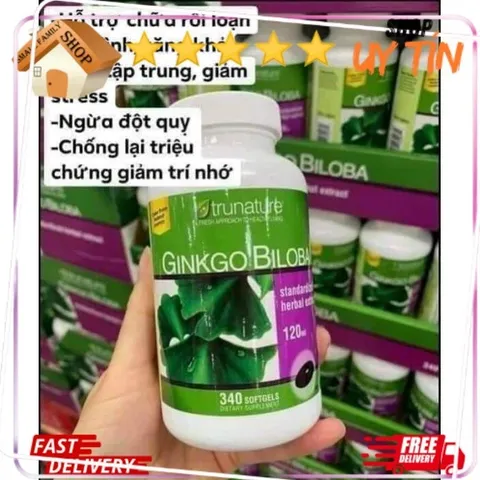 (Auth) Viên Bổ Não Trunature Ginkgo Biloba 120mg - Hỗ Trợ giúp Trí Nhớ, Đọc Thông Minh, Dành Cho Người Trưởng Thành