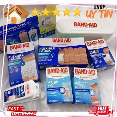 Băng cá nhân Band-Aid Brand - Hộp 188 miếng, băng dán chống thấm nước và vải linh hoạt cho gia đình, bảo vệ vết thương hiệu quả