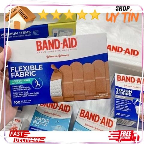 Băng cá nhân Band-Aid Brand - Hộp 188 miếng, băng dán chống thấm nước và vải linh hoạt cho gia đình, bảo vệ vết thương hiệu quả
