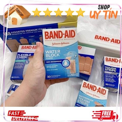 Băng cá nhân Band-Aid Brand - Hộp 188 miếng, băng dán chống thấm nước và vải linh hoạt cho gia đình, bảo vệ vết thương hiệu quả